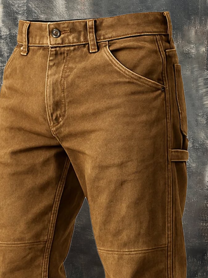 Elastische Regular Fit Herrenmode Freizeithose in Camel