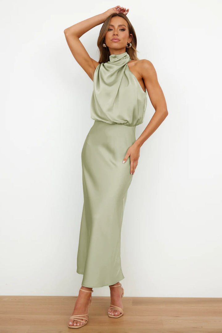 Vielseitiges Damen Neckholder Midikleid, schickes Abendkleid oder leichtes Frühlingskleid, elegant & bequem.