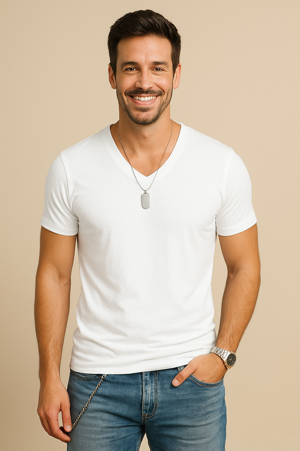 Klassisches Herren T-Shirt in Weiss für Alltag und Freizeit