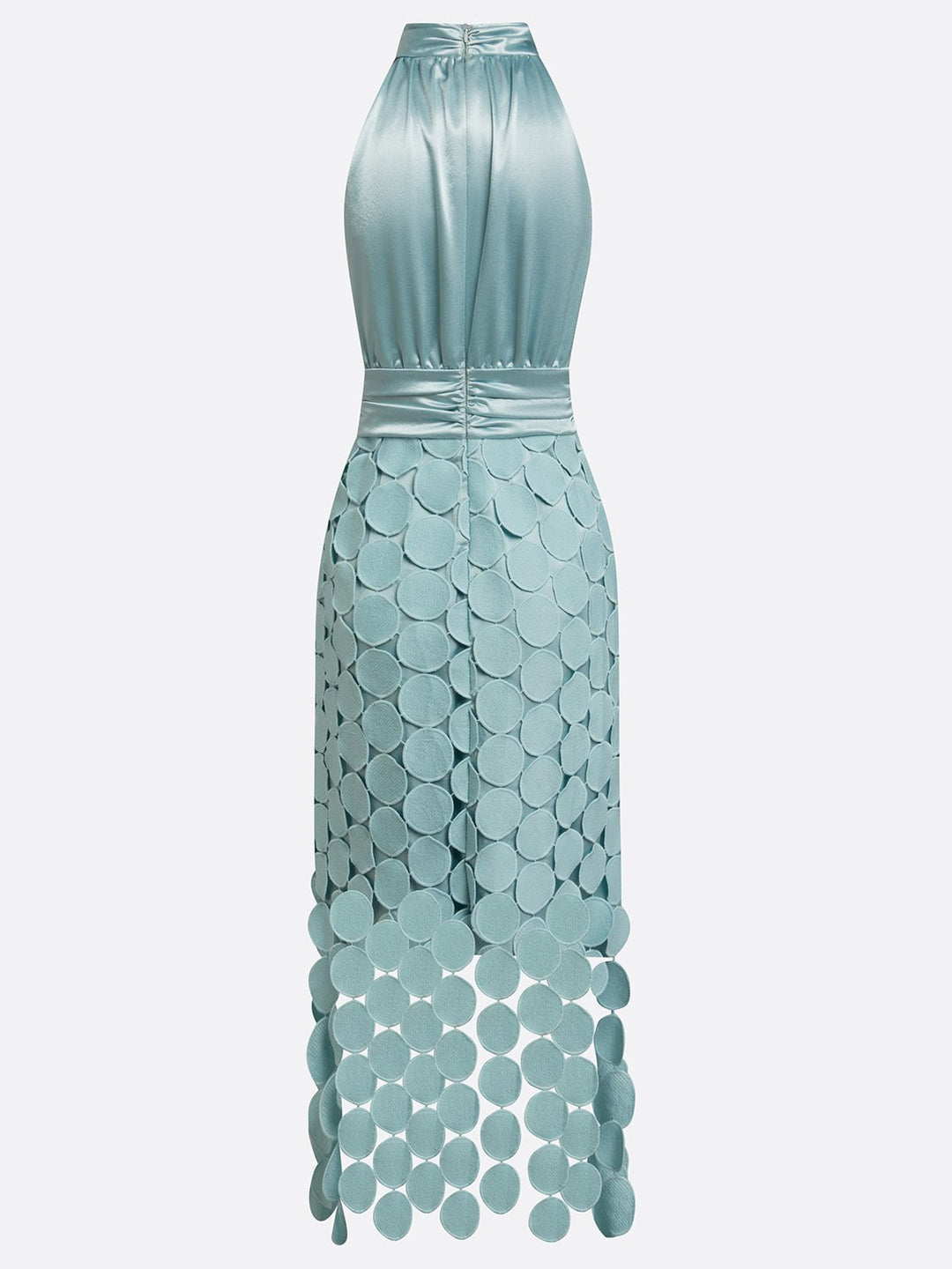 Damenmode Trend: Festliches Midi-Abendkleid mit modernem Halterneck