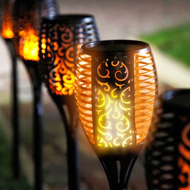 Solarbetriebene LED-Gartenfackel für Außenbereich