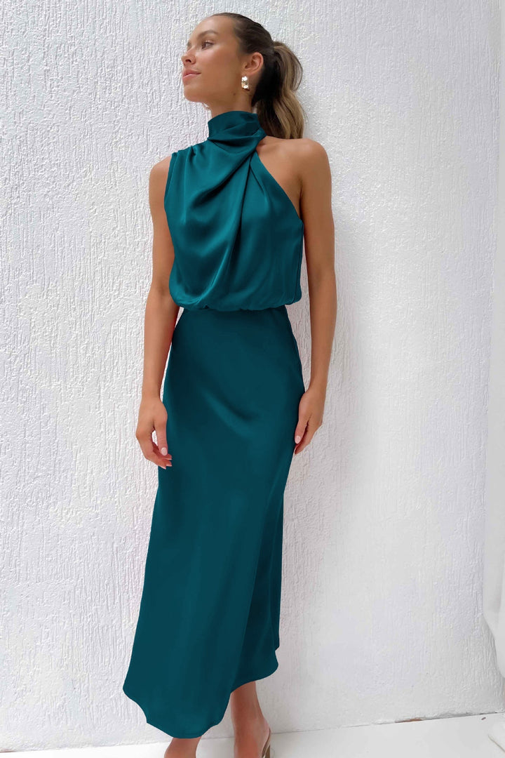 Lässiges und elegantes Damen Neckholder Midikleid, vielseitiges Sommerkleid für den Alltag oder Events.