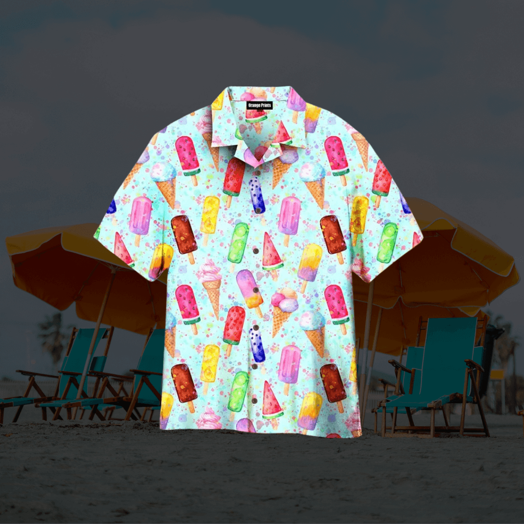 Sommerhemd Herren - Eiscreme-Print