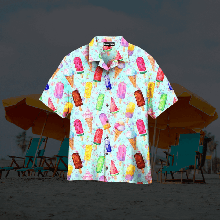 Sommerhemd Herren - Eiscreme-Print
