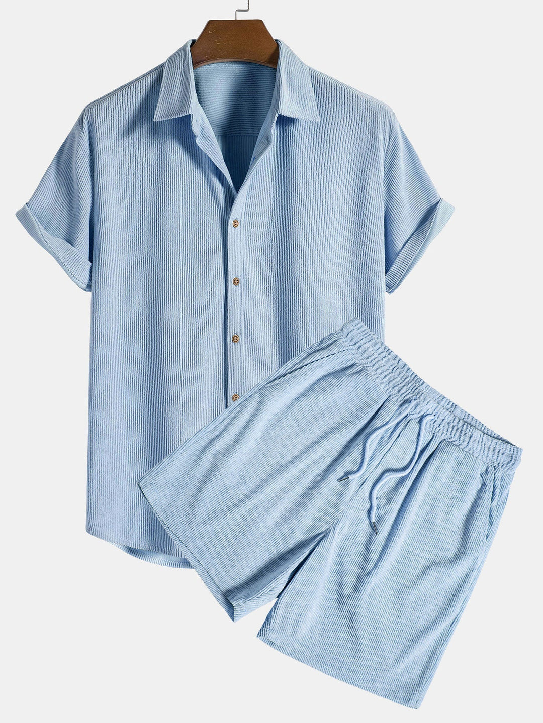 Herren Freizeit Set Hemd und Hose im Sommer Zweiteiler Casual Look