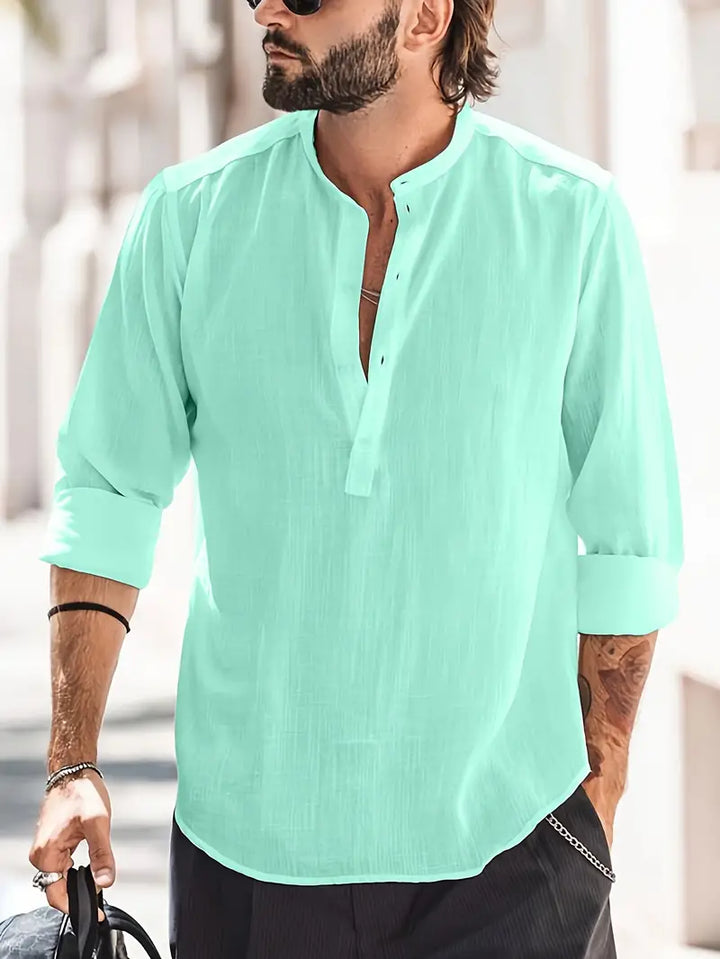 Herren Langarmshirt in Grün mit modernem Schnitt