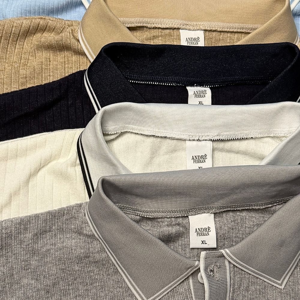 Geripptes Basic Polo für Herren, Stoffstruktur im Fokus