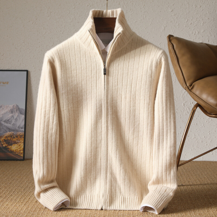Herren Cardigan mit durchgehendem Reißverschluss im Detail