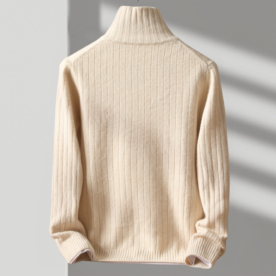 Stilvolle Basic Wolljacke für Herren mit feiner Rippstrick-Struktur