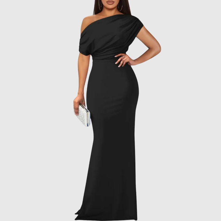 Elegantes Damen Maxikleid, ein-schulter, perfekt für formelle Anlässe & Hochzeitsgäste.