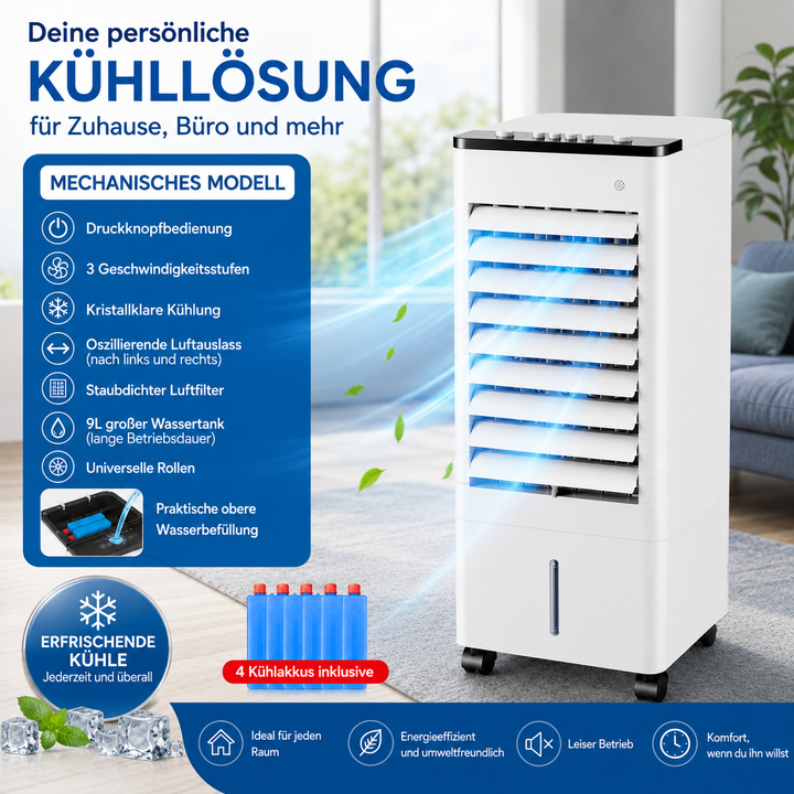 Tragbarer Verdunstungs-Luftkühler für Zuhause mit Fernbedienung & Timer