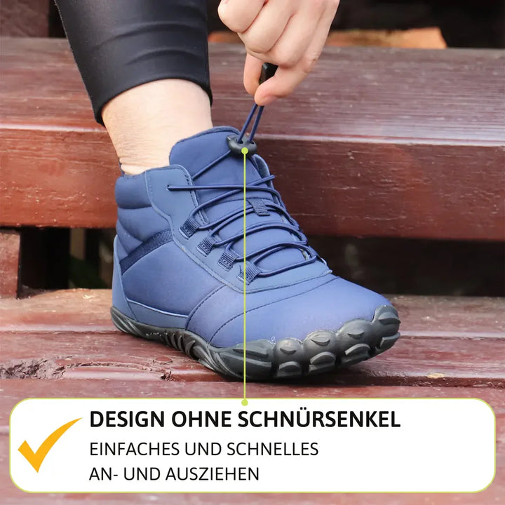 Minimalistische Outdoor Winter Barfußschuhe mit breiter Zehenbox für natürliche Fußbewegung & Komfort.