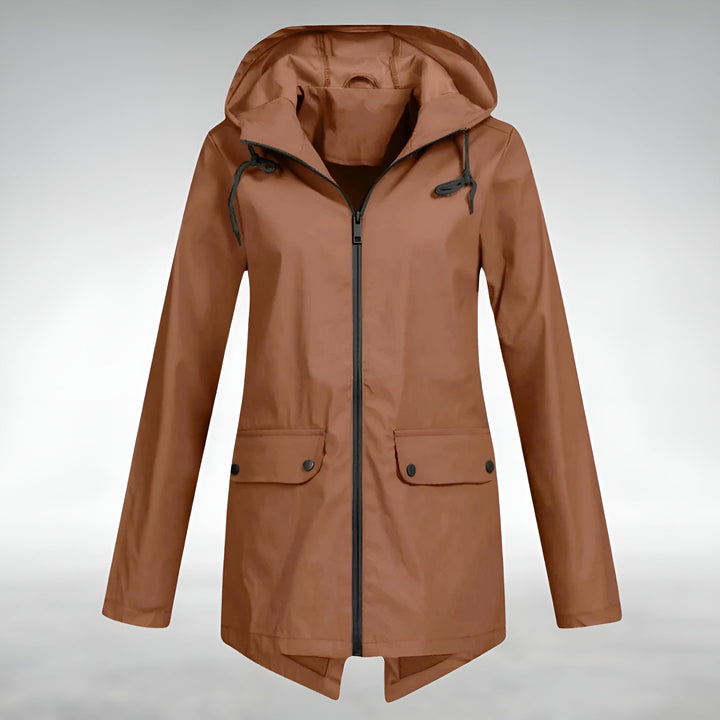 Braune stilvolle Übergangsjacke für Damen mit Kordelzug