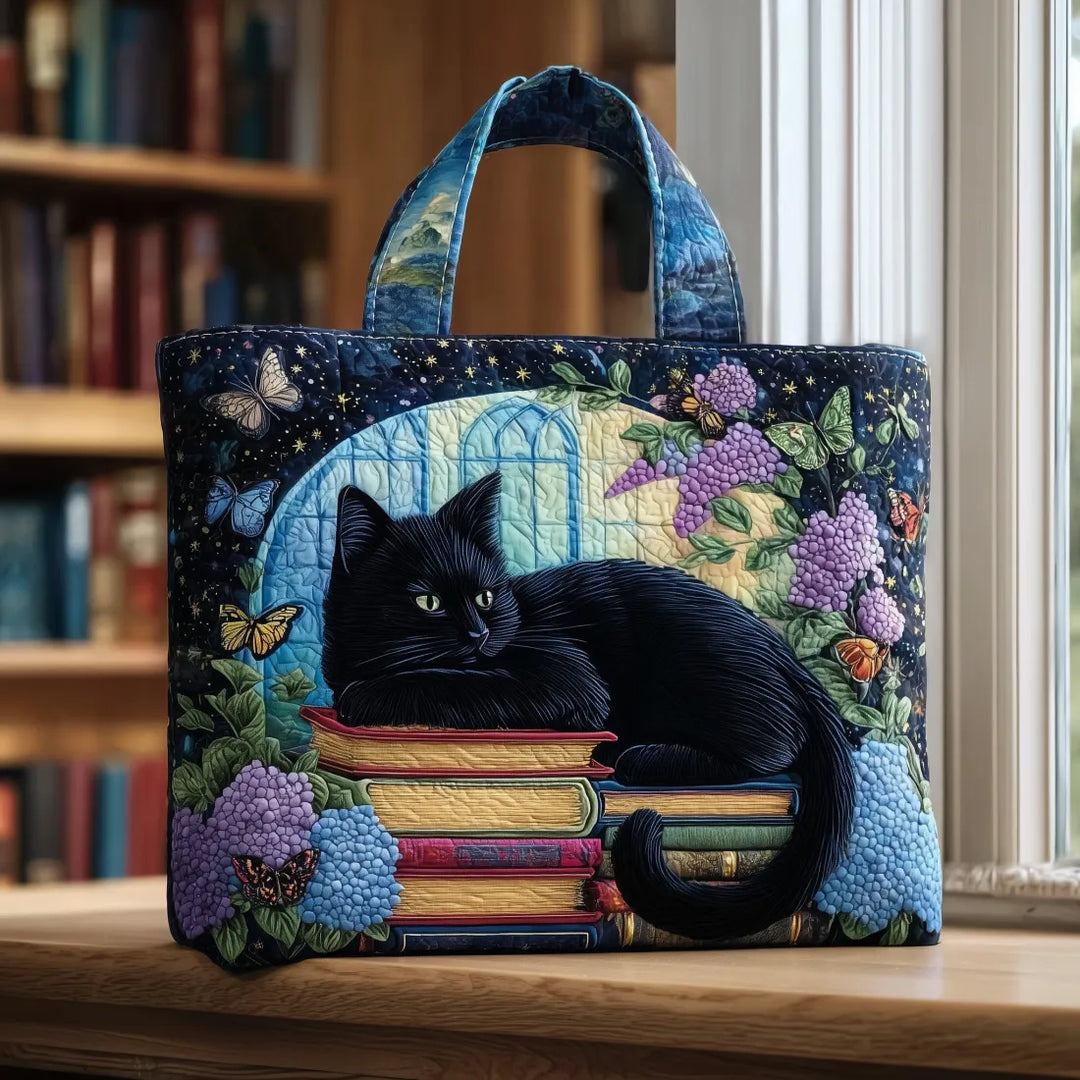 Handgemachte schwarze Katzen-Schultertasche aus Stoff mit einzigartigem Tierdesign für Damen, perfekt für den Alltag.