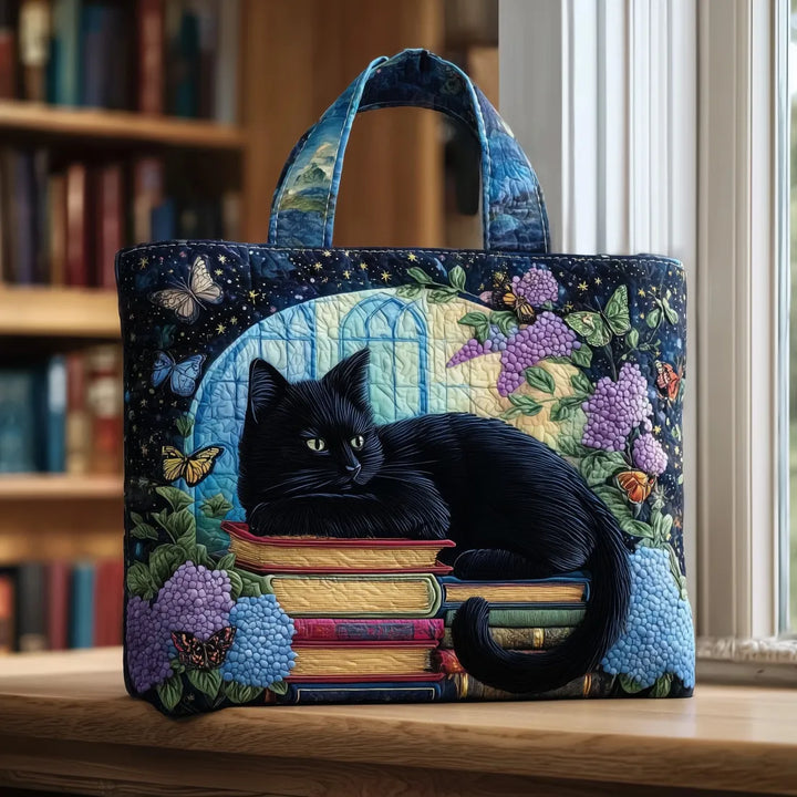 Handgemachte schwarze Katzen-Schultertasche aus Stoff mit einzigartigem Tierdesign für Damen, perfekt für den Alltag.