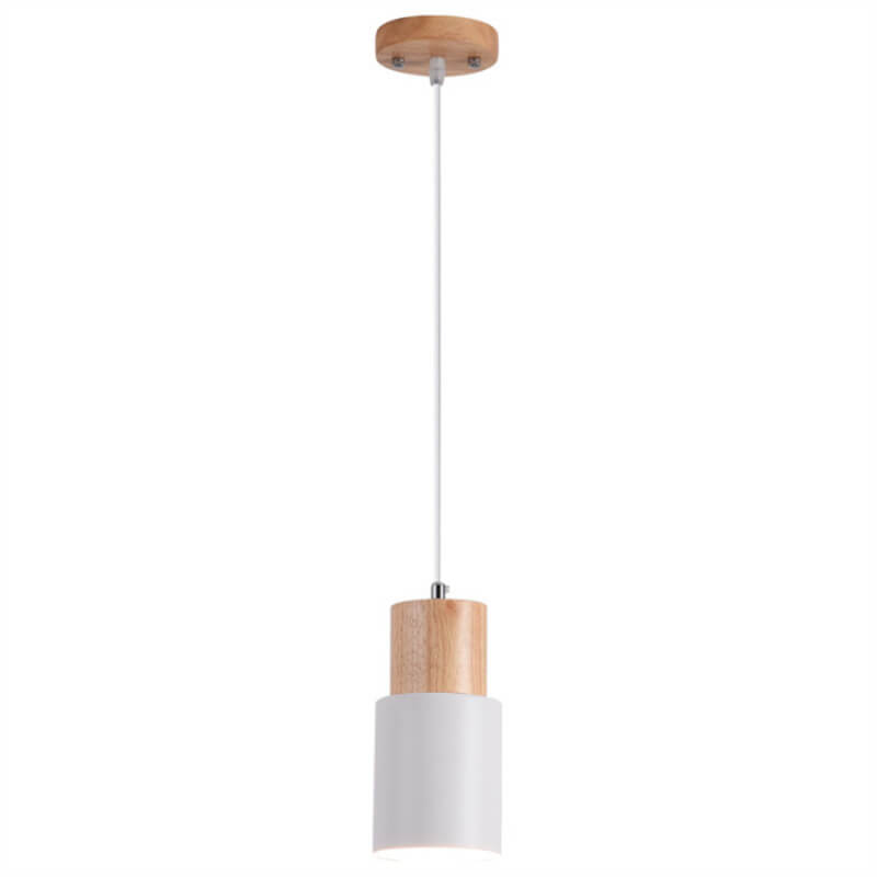 Moderne Hängeleuchte Holz Weiß, skandinavisches Design, Deckenleuchte für Wohnzimmer.