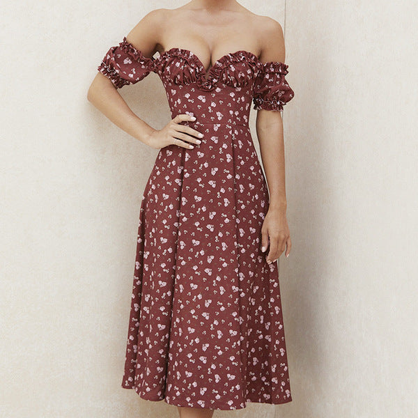 Elegantes Damen Kleid in Braun mit floralem Print