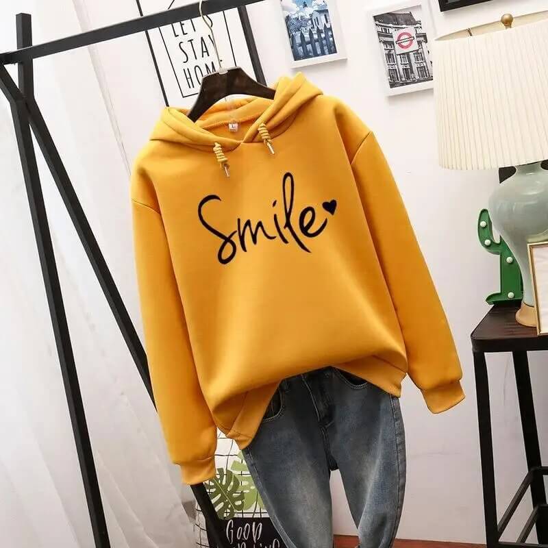 Damen Hoodie mit Smile Grafik - Komfort und Stil