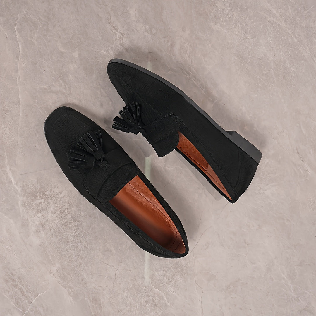 Innensohle und Innenfutter der grünen Komfort-Loafer für Damen
