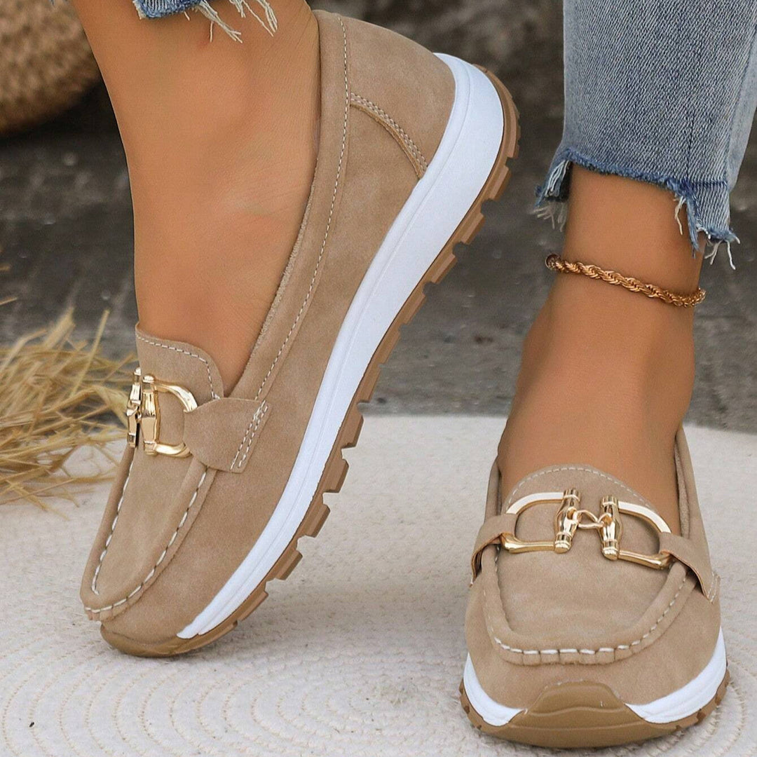Flache Freizeitschuhe für Damen im klassischen Mokassin Design