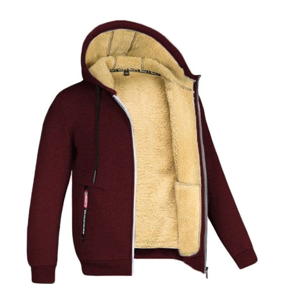 Herren Winterjacke mit Reißverschluss und warmer Kapuze