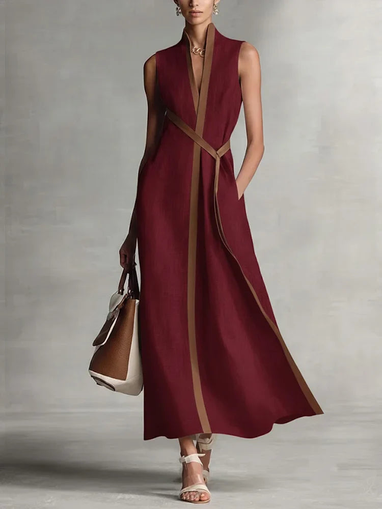 Modisches Damen Maxikleid, einfarbig und ärmellos, ideal als elegantes Sommer- oder Freizeitkleid.