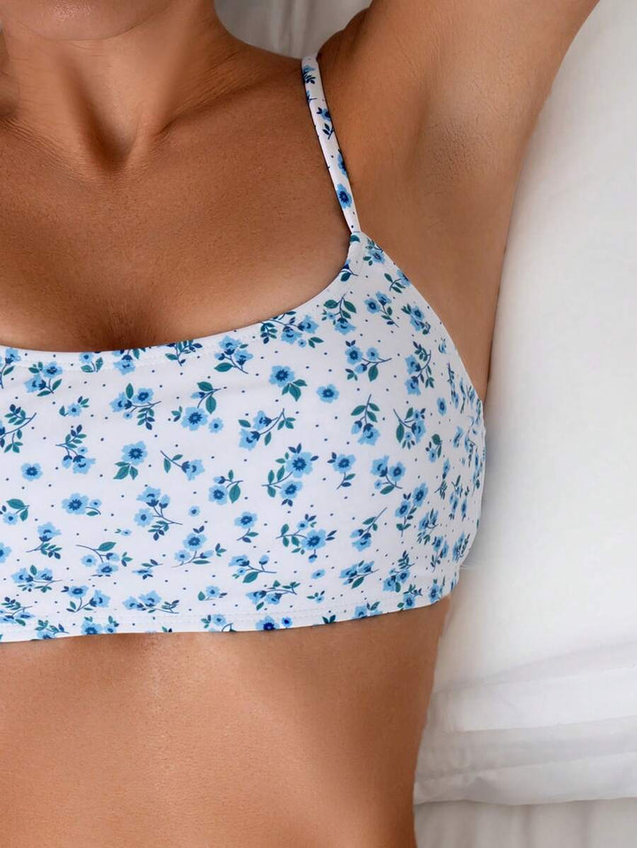 Zweiteiliger Blumen Bikini für Damen im modischen Retro Stil