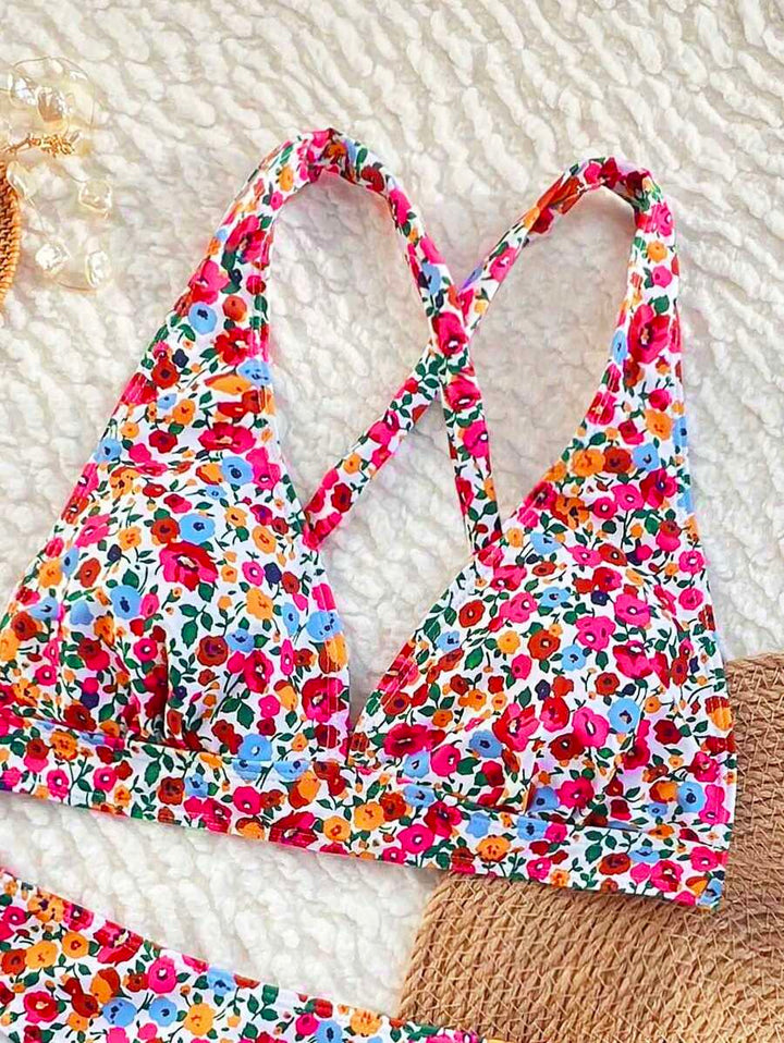 Sommerliche Bademode zweiteilig mit Blumenprint für Frauen