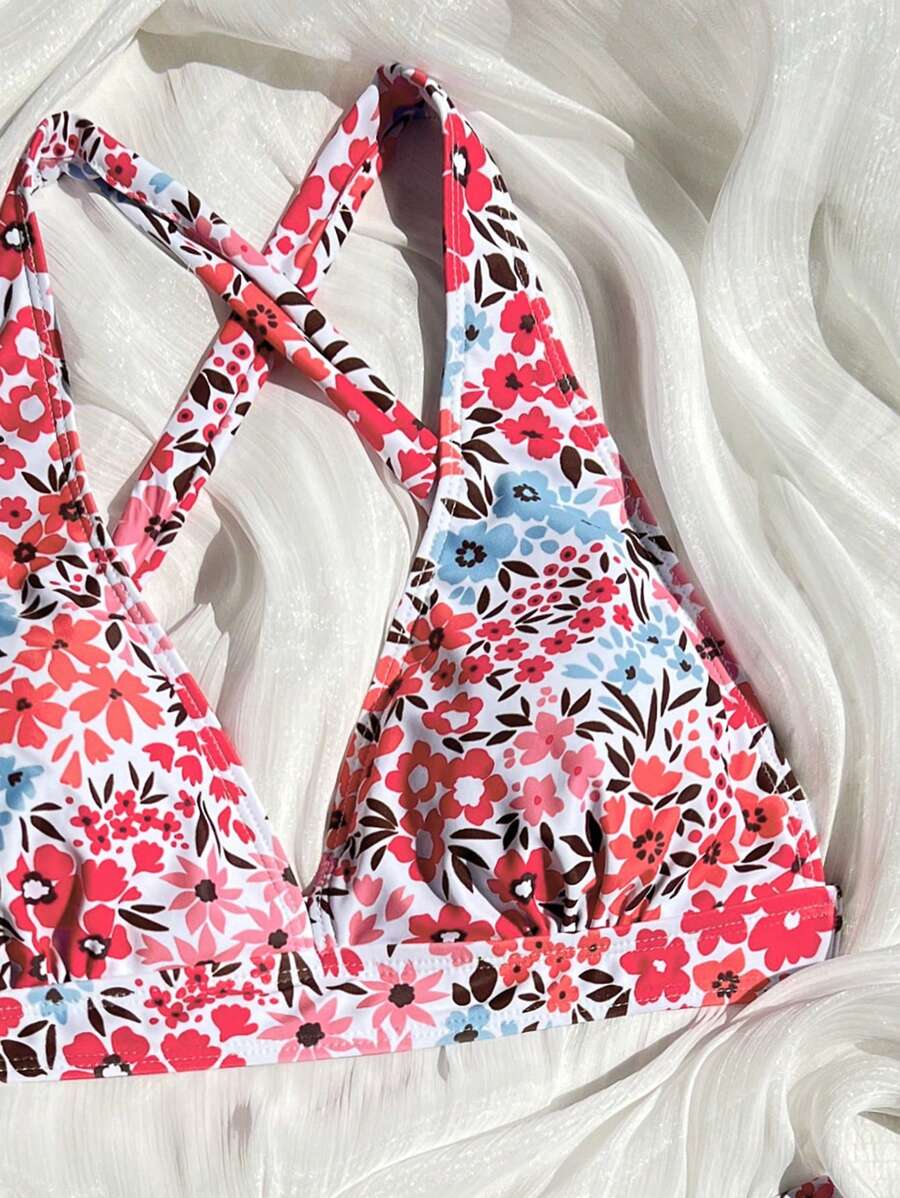 Bequemer Damen Bikini Zweiteiler mit V-Ausschnitt
