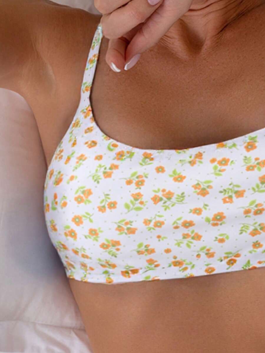 Damen Bademode Zweiteiler mit High Waist und Blumenmuster