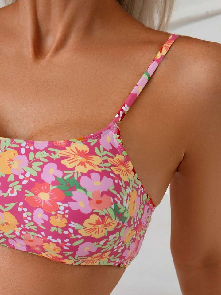 Klassischer Damen Zweiteiler Bikini mit frischem Blumenprint