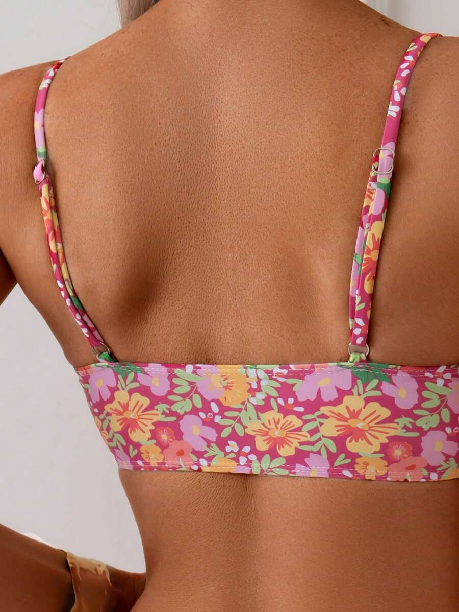 Letzte Ansicht des Damen Blumen Bikini mit High Waist Schnitt