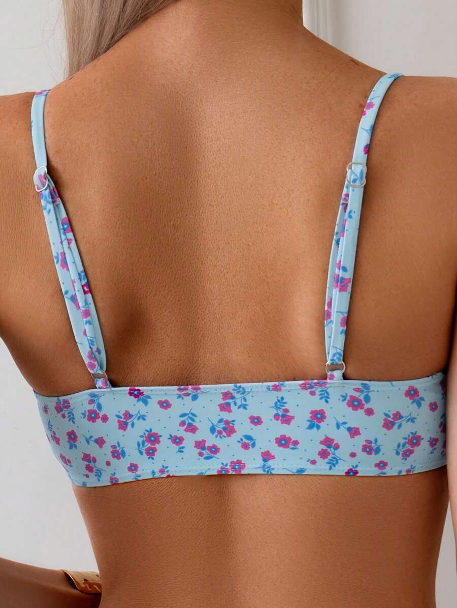 Beliebter Damen Blumen Bikini mit figurfreundlicher hoher Taille