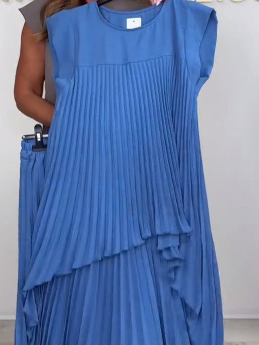 Damen Plissee-Top und Weite Hosen mit Bund