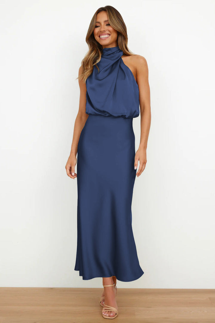 Modernes Damen Neckholder Midikleid, leichtes & elegantes Kleid für Feste, Partys oder Urlaub.