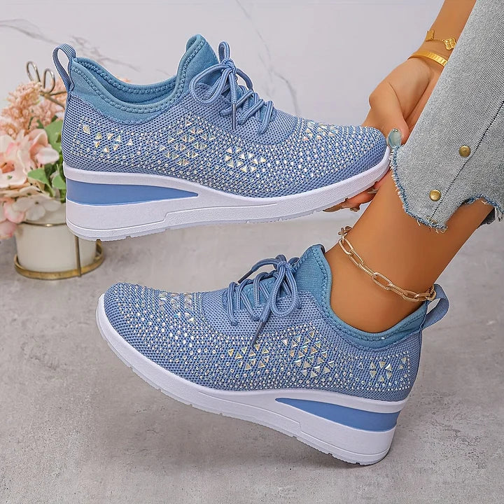 Damen Freizeitschuhe in Blau mit Schnürung und rutschfester Sohle für den Alltag