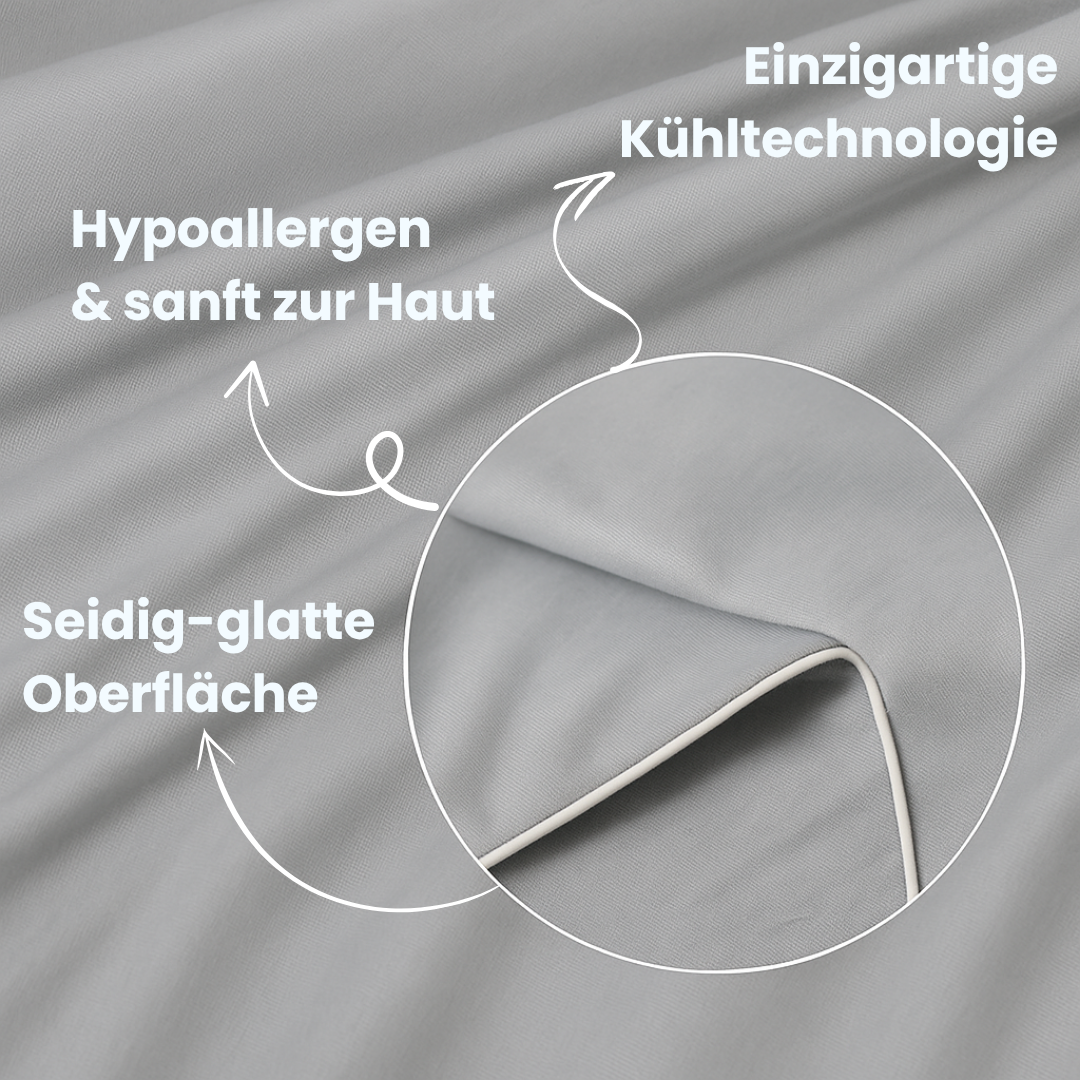 Atmungsaktive Schlafdecke aus Eisseide, kühlend & komfortabel, ideal für warme Nächte.