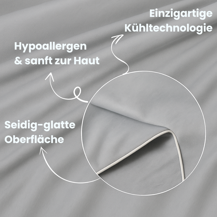 Atmungsaktive Schlafdecke aus Eisseide, kühlend & komfortabel, ideal für warme Nächte.