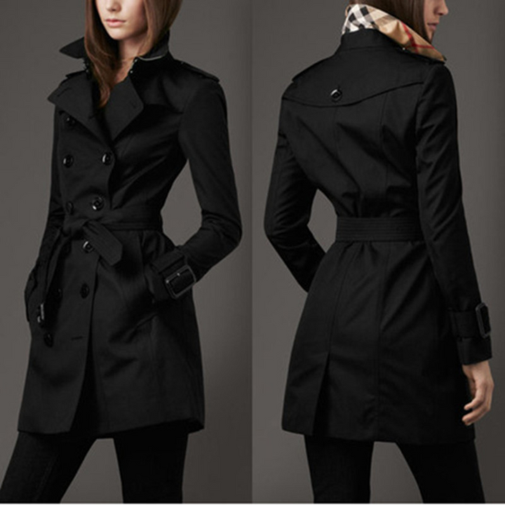 Damen Schlanker Trenchcoat mit Doppelknopfverschluss