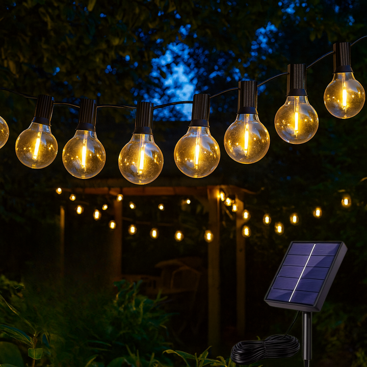 SolaraGlow LED-Lichterkette für Außenbereich, bruchsicher & wasserdicht, ideal für Terrasse & Garten.