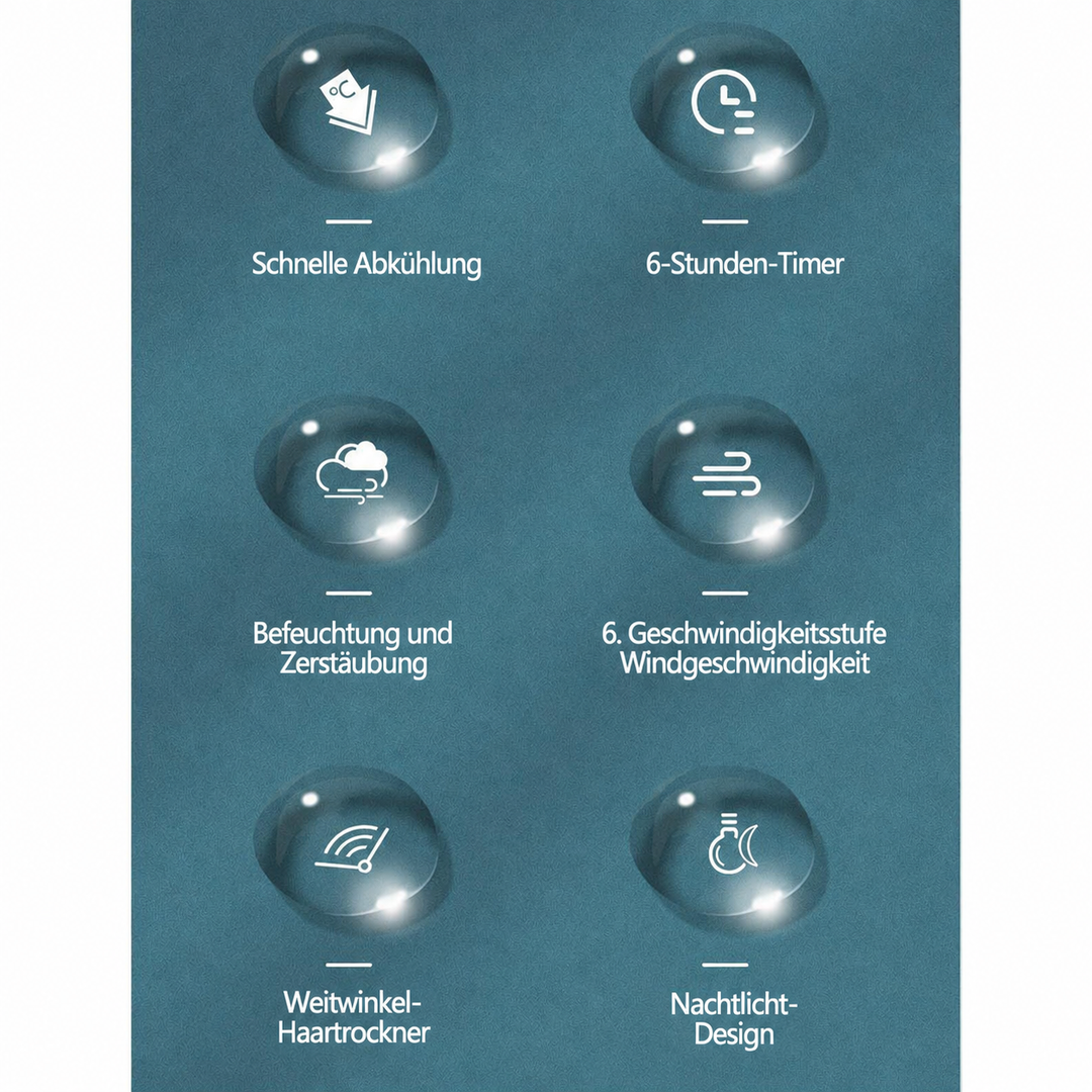 Tragbarer Luftkühler & Luftbefeuchter mit 6 Geschwindigkeiten für Zuhause