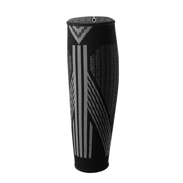 Sportzubehör im Detail: Atmungsaktive Kompressions-Wadenbandage in Schwarz
