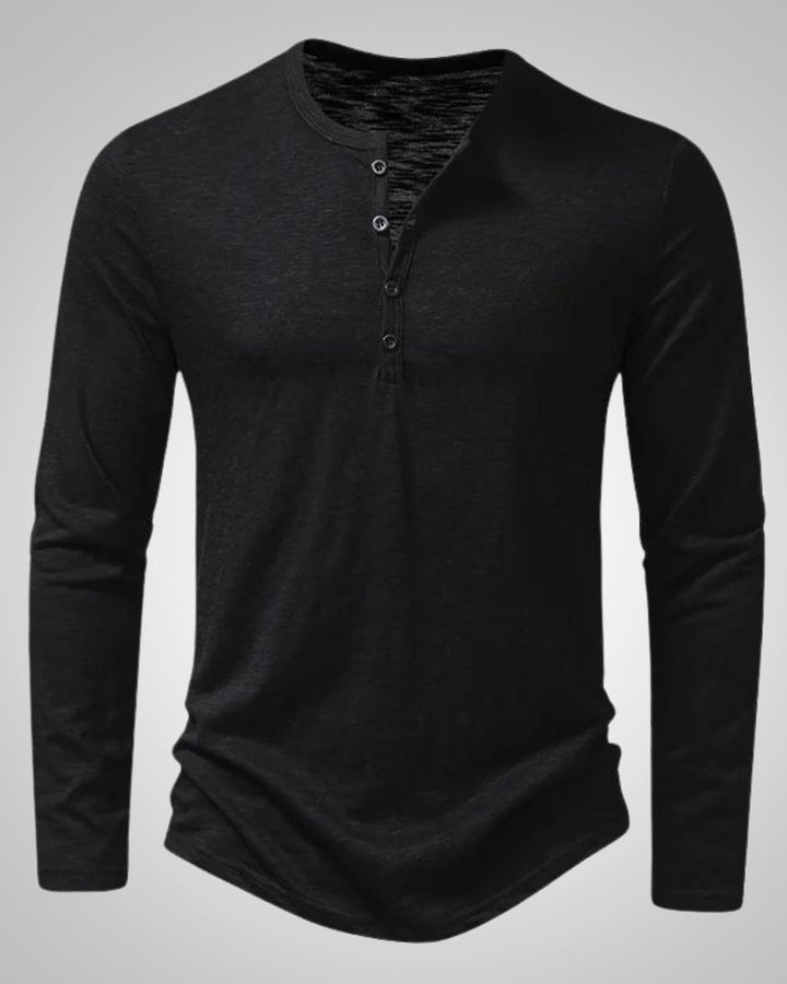 Herren Slim Fit Langarm Henley Shirt, elegantes Basic Oberteil für Freizeit und modebewusste Looks.