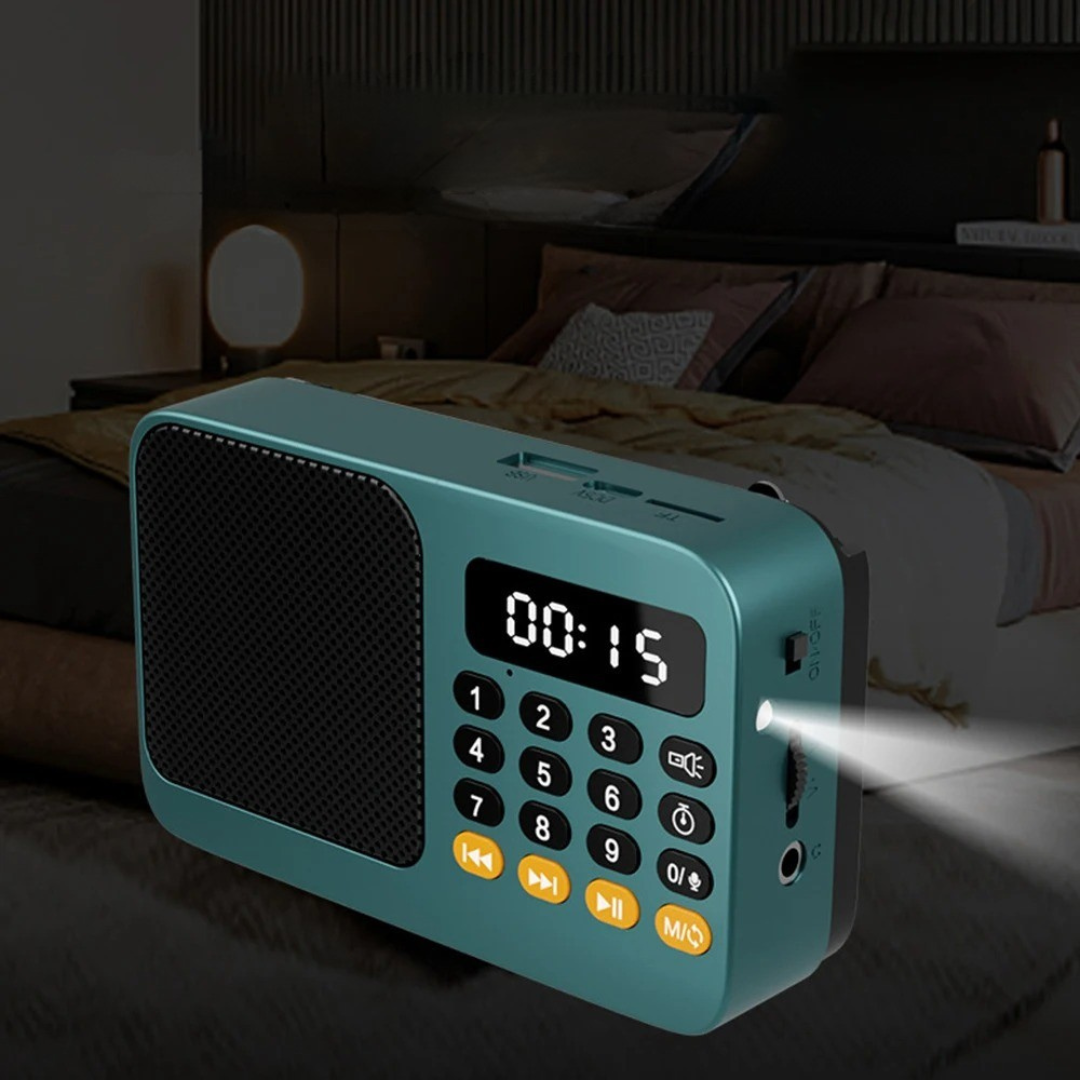 Universeller Audio Lautsprecher mit Solarpanel und Handkurbel für Notfälle