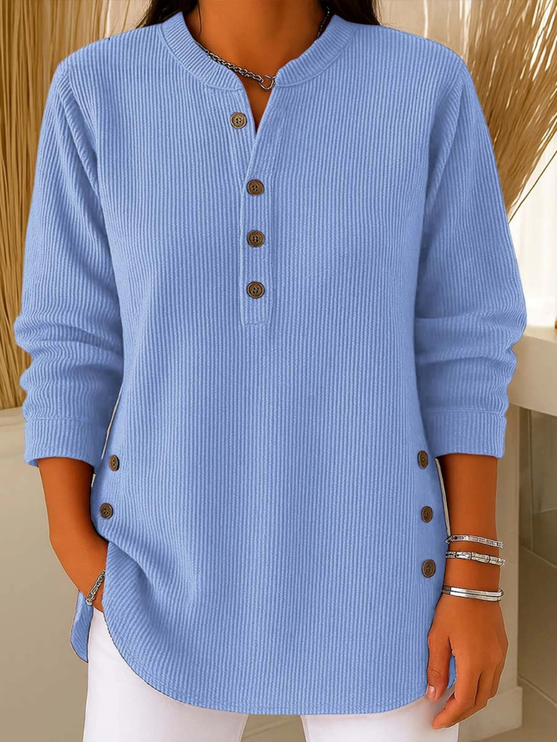 Fließende Damen Tunika aus Stretch-Material mit Knopfleiste, bequemer Oversize-Schnitt für optimalen Komfort.