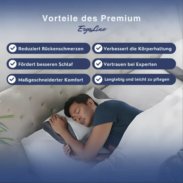 Unisex ergonomisches Nackenkissen für Tiefschlaf und optimalen Komfort, weiß, auf einem Bett.