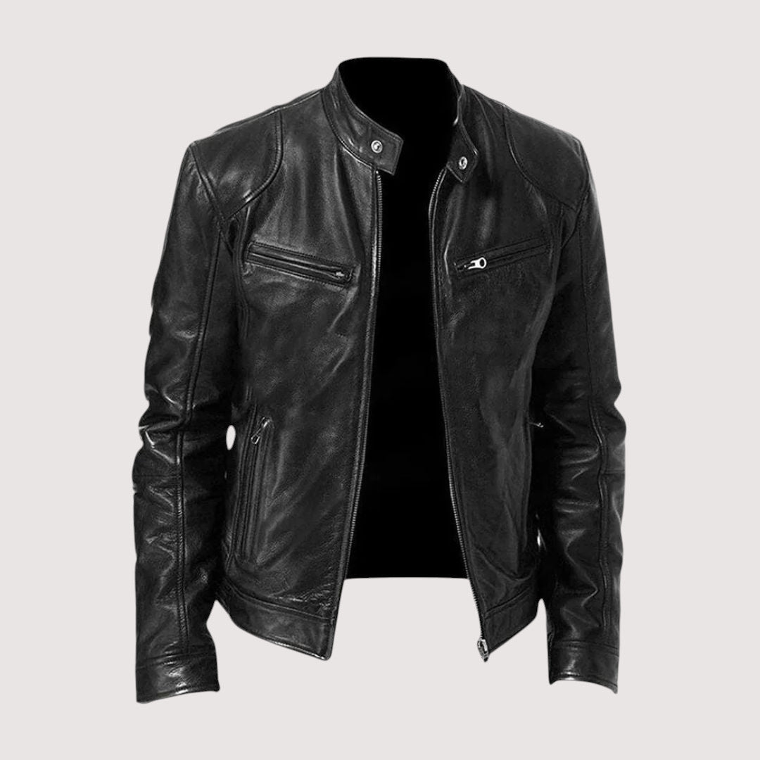 Schwarze Herrenjacke im Regular Fit, stilvolle Übergangsjacke von vorn