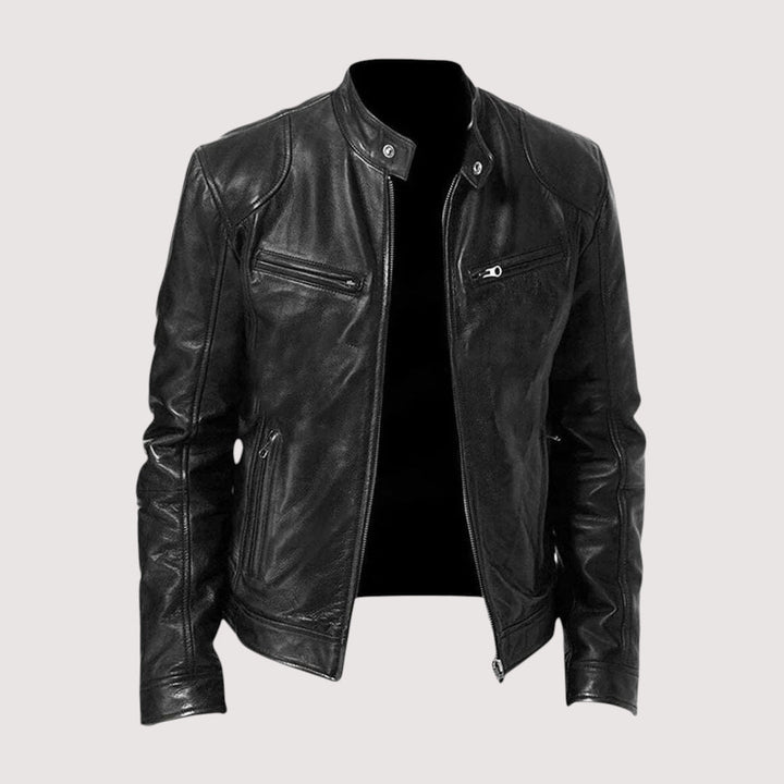Schwarze Herrenjacke im Regular Fit, stilvolle Übergangsjacke von vorn