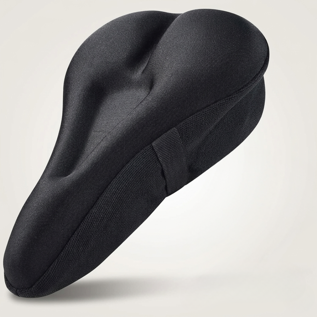 Ergonomischer Universal Sattelbezug in Schwarz mit Mittelrille im Detail