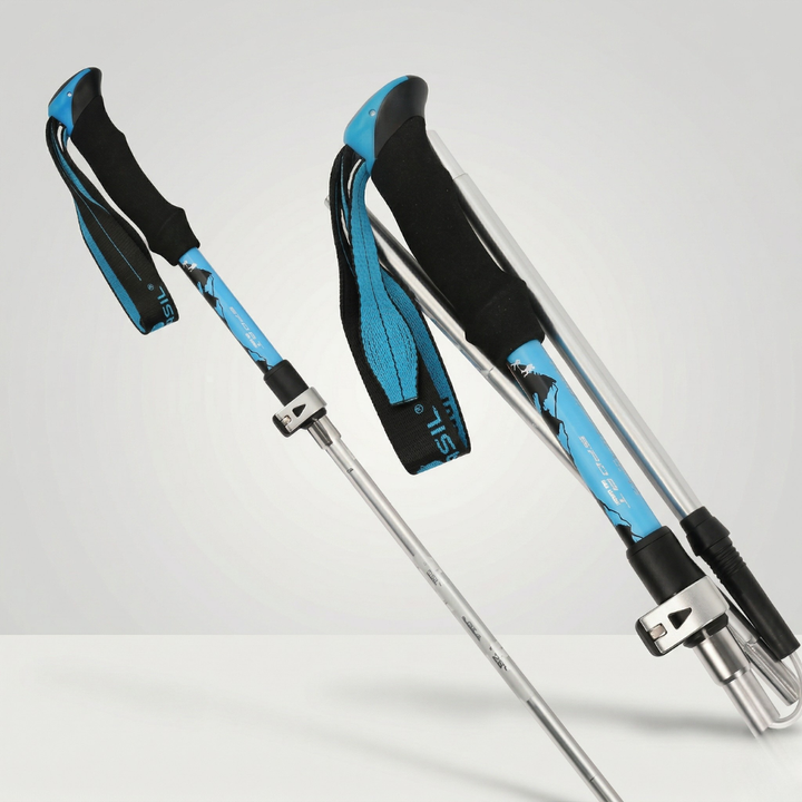 Faltbare Nordic Walking Gehstöcke in Blau mit ergonomischem Griff